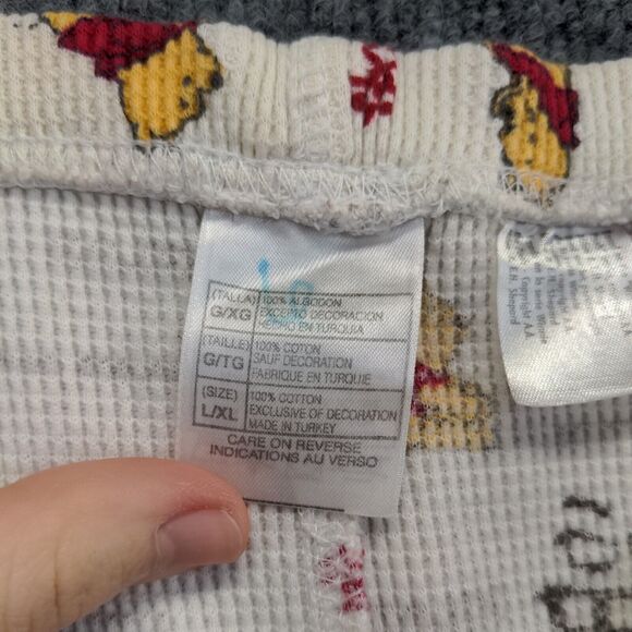 Winnie The Pooh Womens All Over Print Waffle Knit Lounge Pajama Pants White L/XL - Picture 11 of 13